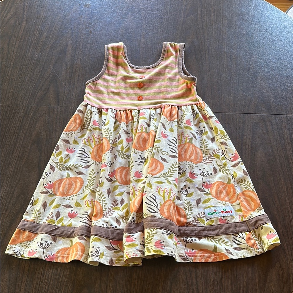 Chris n Missy Kids Dress with Orange and Pink Stripes